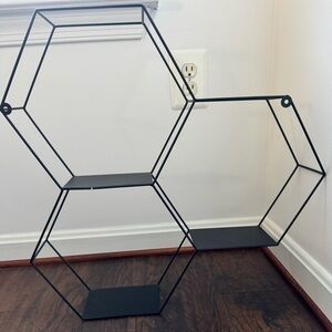 Black Hexagonal Wall Shelf